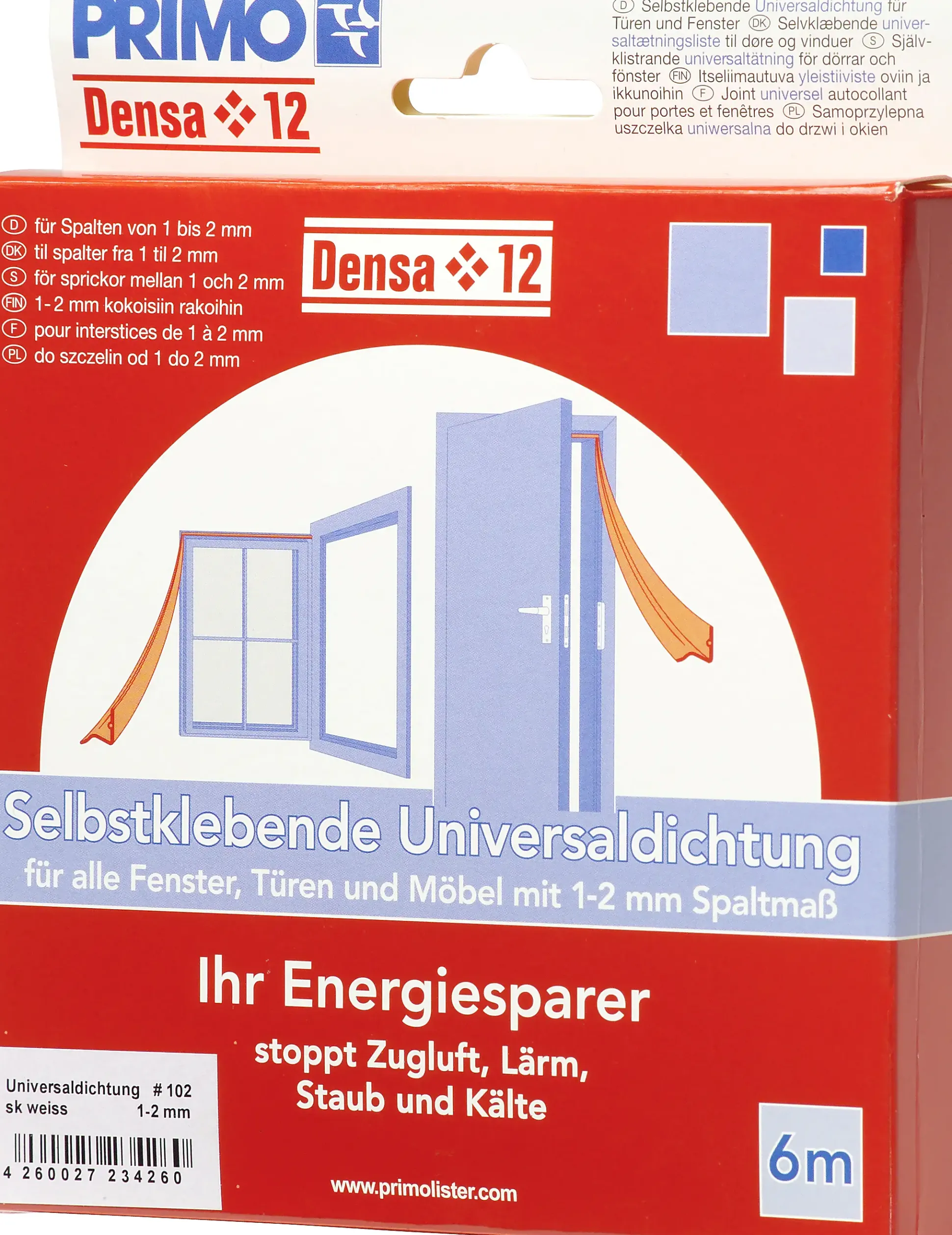 Primo Universaldichtung Densa 12 weiß, für Türen + Fenster, 6 Meter
