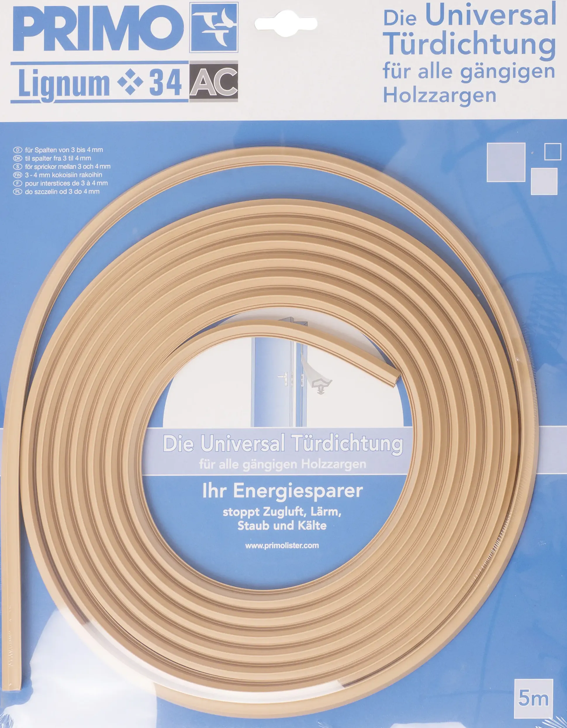 Primo Universaldichtung Holzzarge Lignum 34AC beige, 5 Meter
