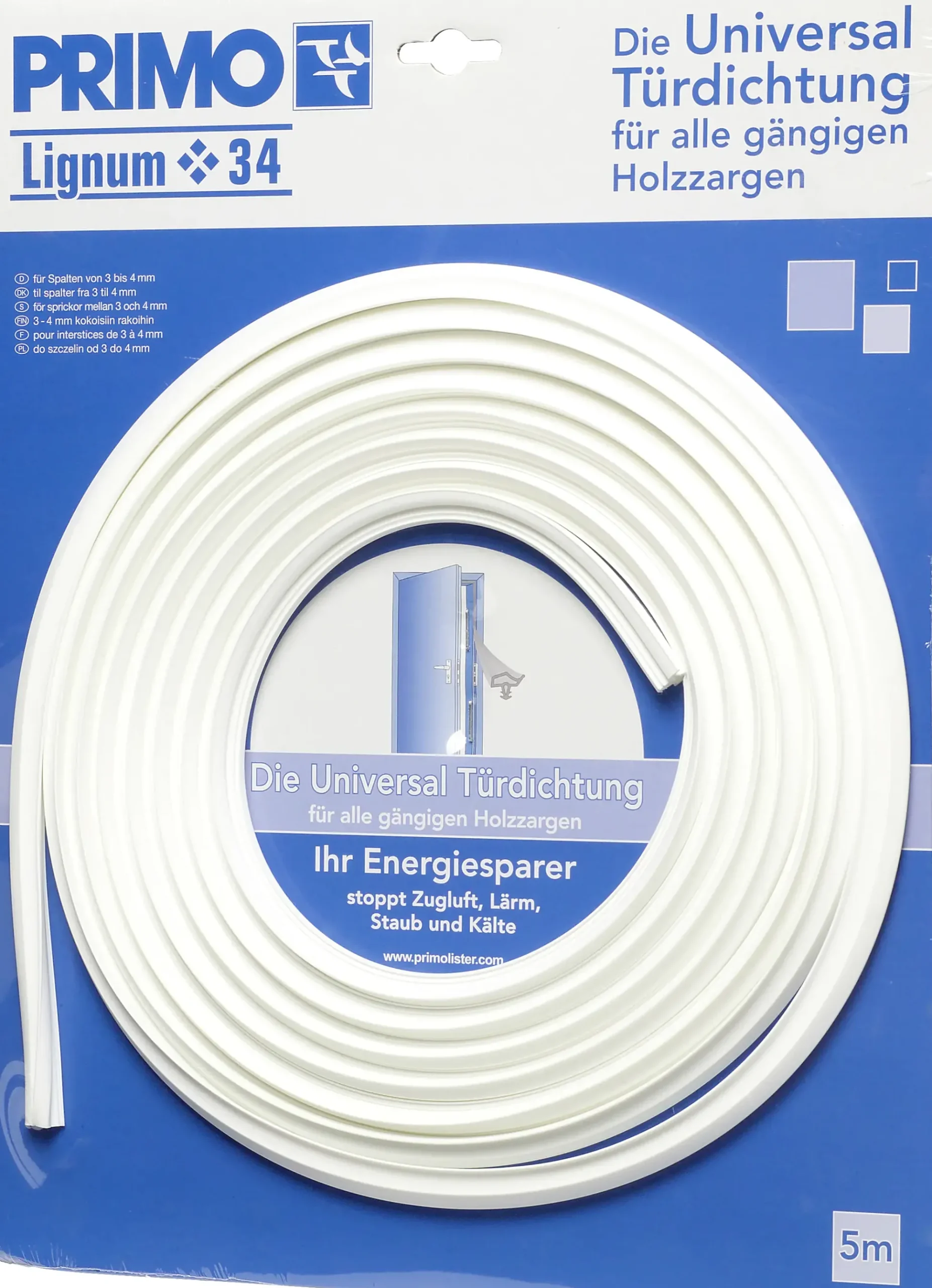 Primo Universaldichtung Holzzarge Lignum 34 weiß, 5 Meter