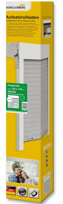 Schellenberg Aufsatzrollladen SB weiß/grau 120 x 140 cm