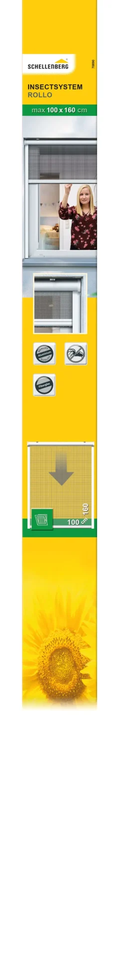 Schellenberg Fliegenschutz-Rollo 100 x 160 cm anthrazit/weiß kürzbar