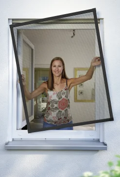 Schellenberg Fliegenschutz-Fenster PREMIUM 140 x 150 cm anthrazit/anthrazit kürzbar