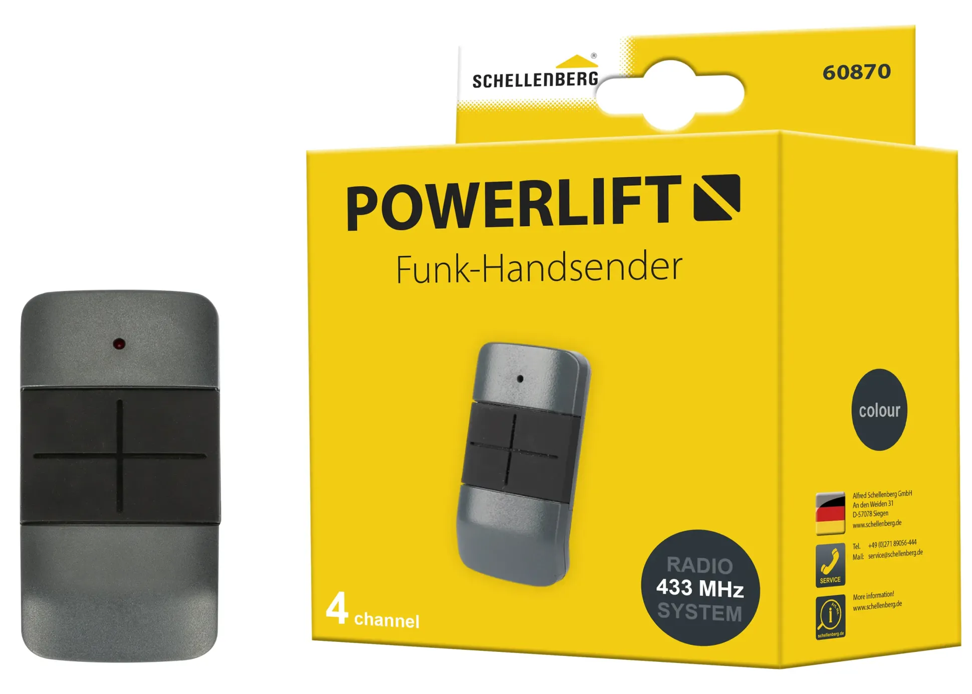 Schellenberg Funk-Handsender Powerlift 4-Kanal für Garagentore