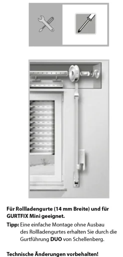 Schellenberg Gurtführung Standard für System Mini mit 2 Leitrollen weiß