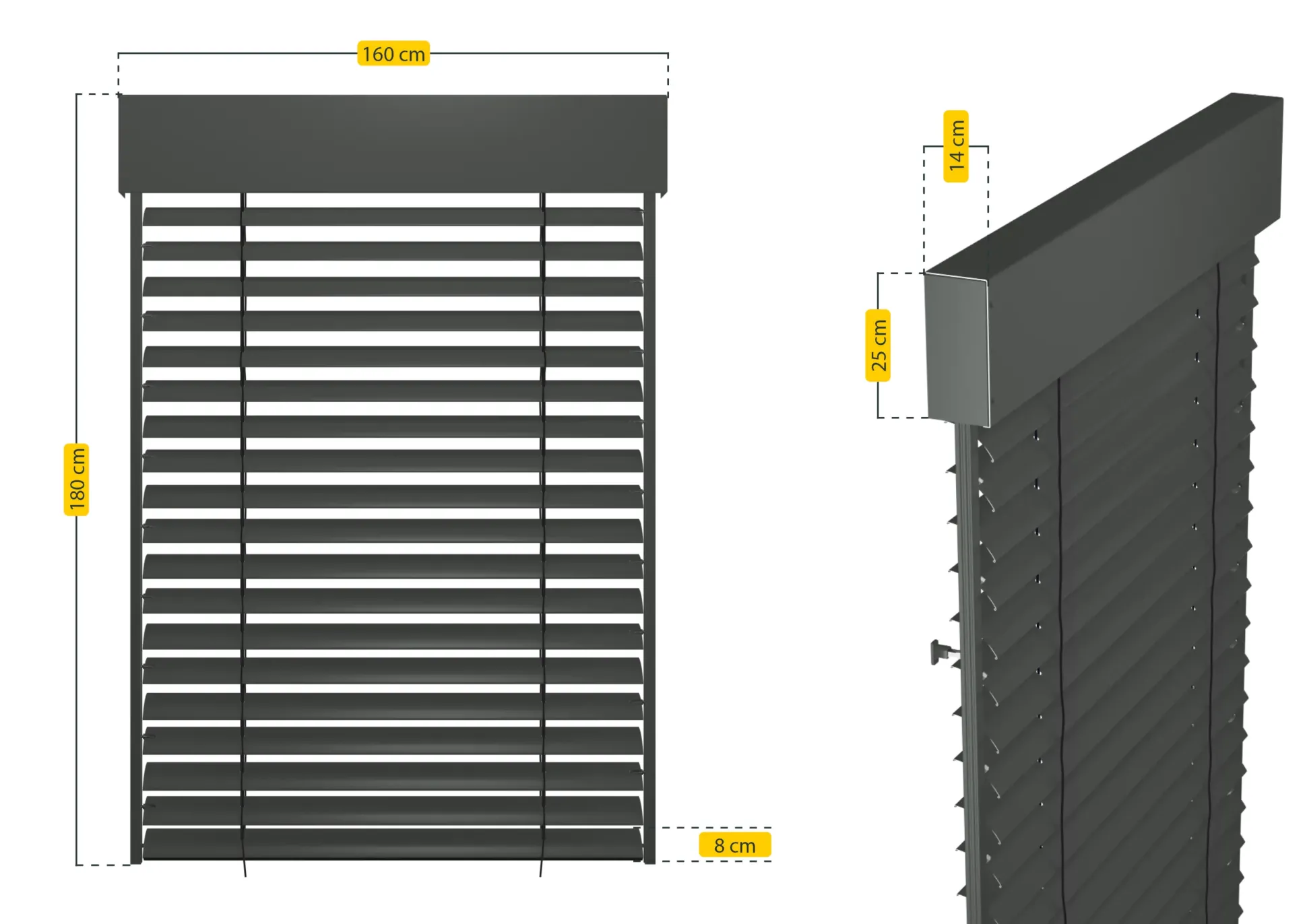 Schellenberg Raffstore Express, anthrazit 160 x 180 cm, Blende 25 cm