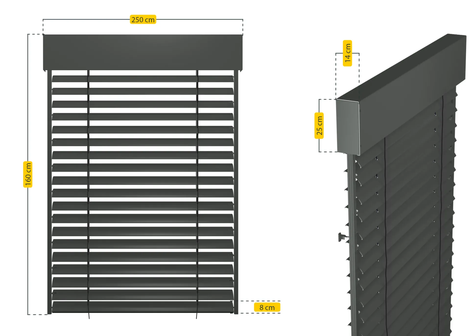 Schellenberg Raffstore Express, anthrazit 250 x 160 cm, Blende 25 cm