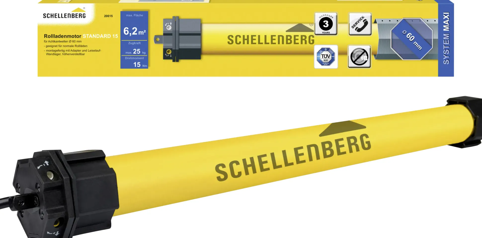 Schellenberg Rohrmotor Maxi Standard 15 Nm für 60 mm Achtkantwelle