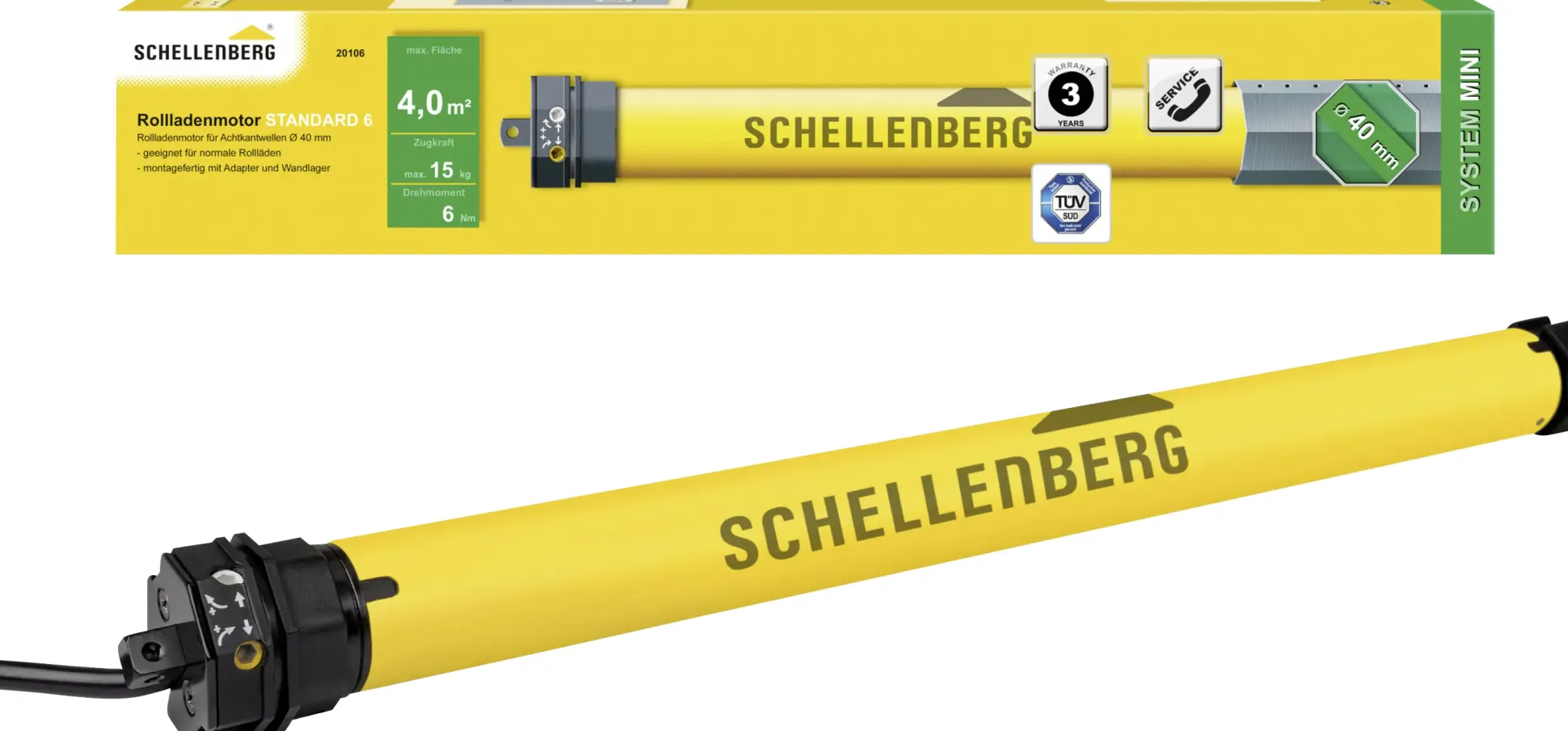 Schellenberg Rohrmotor Mini Standard 6 Nm für 40 mm Achtkantwelle