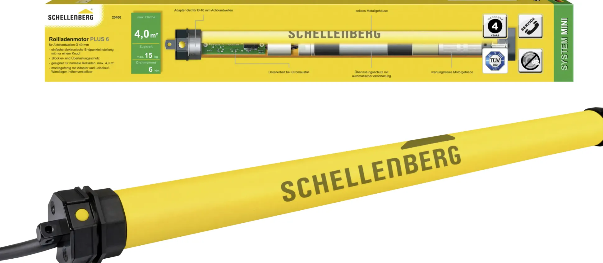 Schellenberg Rollladenmotor Mini PLUS 6 Nm für 40 mm Achtkantwellen