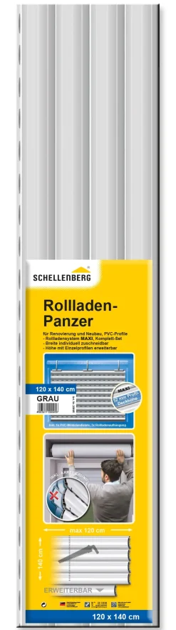Schellenberg Rollladenpanzer komplett Set für System Maxi 120 x 140 cm grau