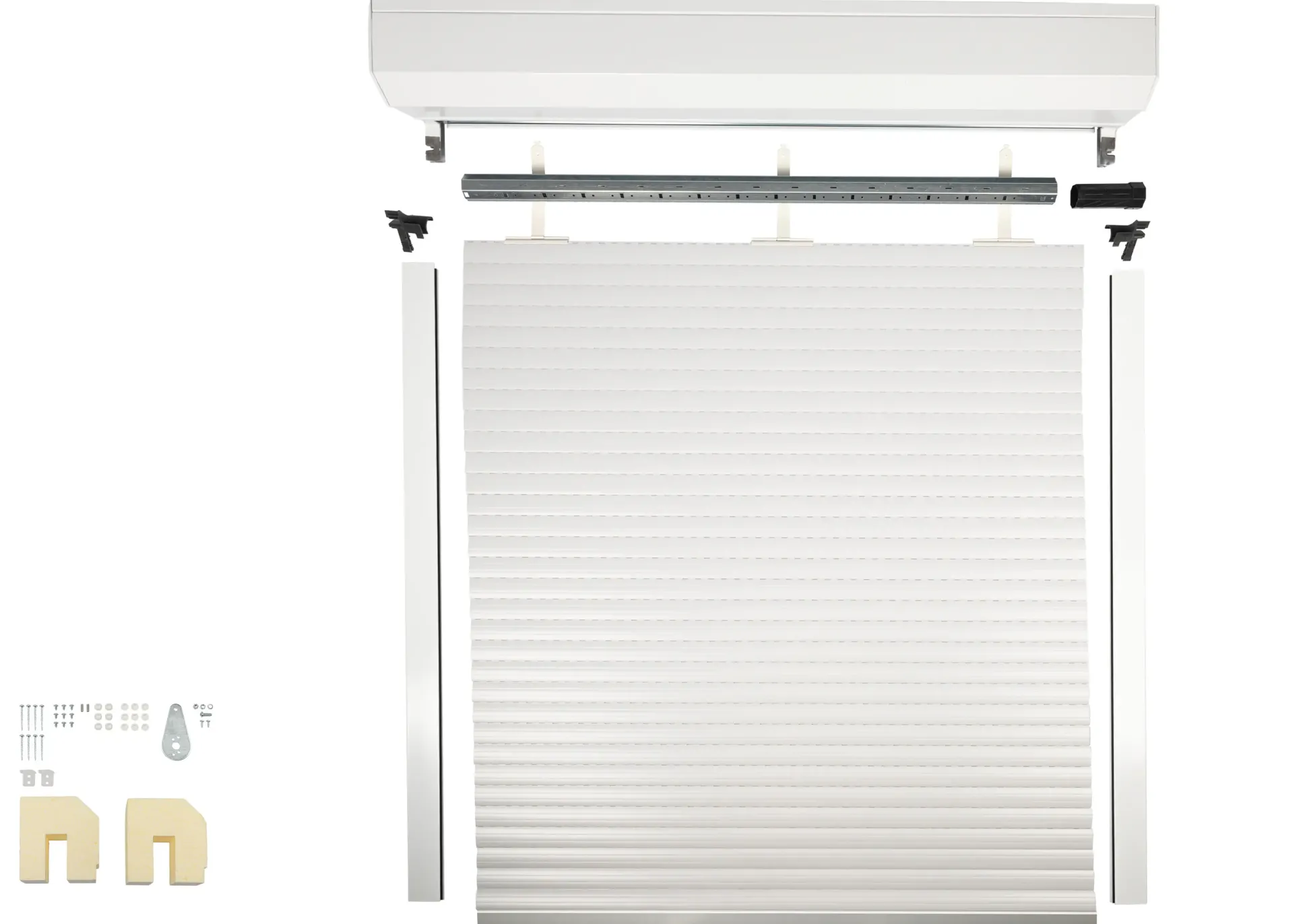Schellenberg Vorbaurollladen-Set, 95 x 120 cm, 45°-Rollladenkasten, weiß/grau