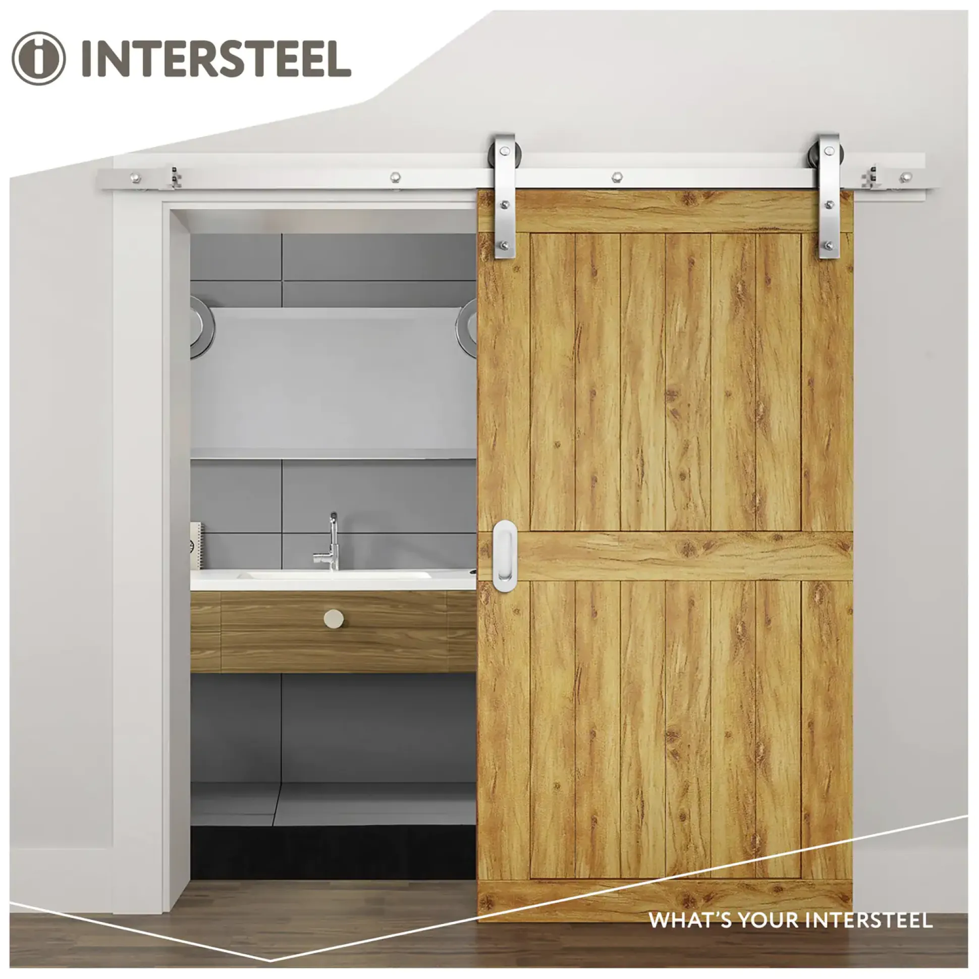 Schiebetürsystem 200 cm Basic, Edelstahl gebürstet