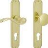 Südmetall Türgriff-Garnitur Langschild Rebeca PZ Messing poliert gold Drücker links 220 x 43 mm
