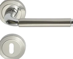 Südmetall Türgriff-Garnitur Rosette Natal II BB Messing satiniert chrom Ø 55 mm