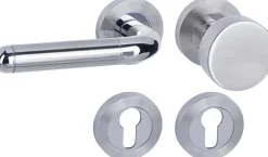Südmetall Türgriff-Garnitur Rosette Solid 4 PZ Edelstahl satiniert/poliert silber Ø 52 mm