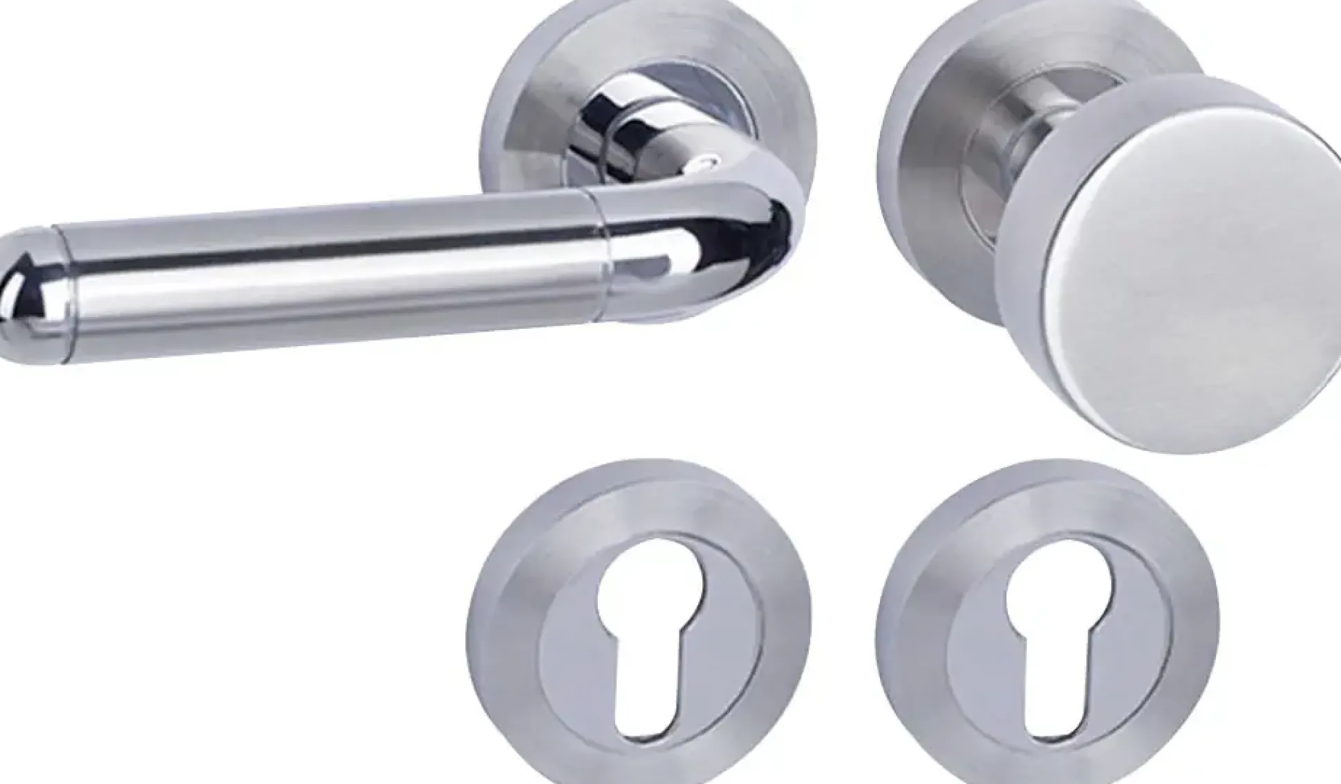 Südmetall Türgriff-Garnitur Rosette Solid 4 PZ Edelstahl satiniert/poliert silber Ø 52 mm