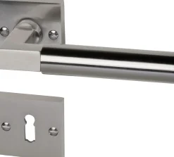 Südmetall Türgriff-Garnitur Rosette Aida BB Messing satiniert silber 52 x 52 mm