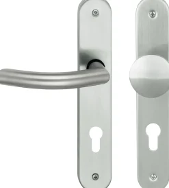 Südmetall Türgriff-Garnitur Langschild Jillian PZ Edelstahl satiniert Drücker links silber 235 x 40 mm