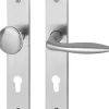 Südmetall Türgriff-Garnitur Langschild Alison PZ Edelstahl satiniert Drücker links silber 235 x 40 mm