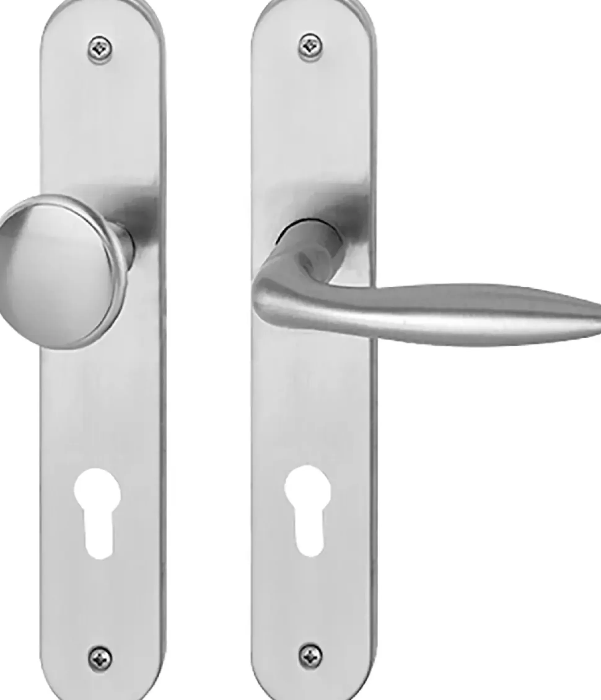 Südmetall Türgriff-Garnitur Langschild Alison PZ Edelstahl satiniert Drücker links silber 235 x 40 mm