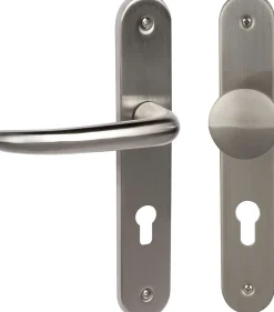 Südmetall Türgriff-Garnitur Langschild Barcelona PZ Edelstahl satiniert Drücker rechts silber 235 x 40 mm