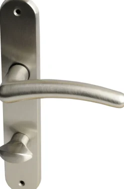 Südmetall WC-Türgriff-Garnitur Langschild Franziska Messing satiniert silber 225 x 40 mm