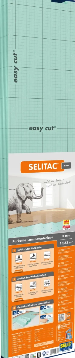 Selitac Trittschalldämmung Parkett- & Laminat Faltplatte 3 mm 10,63 m²