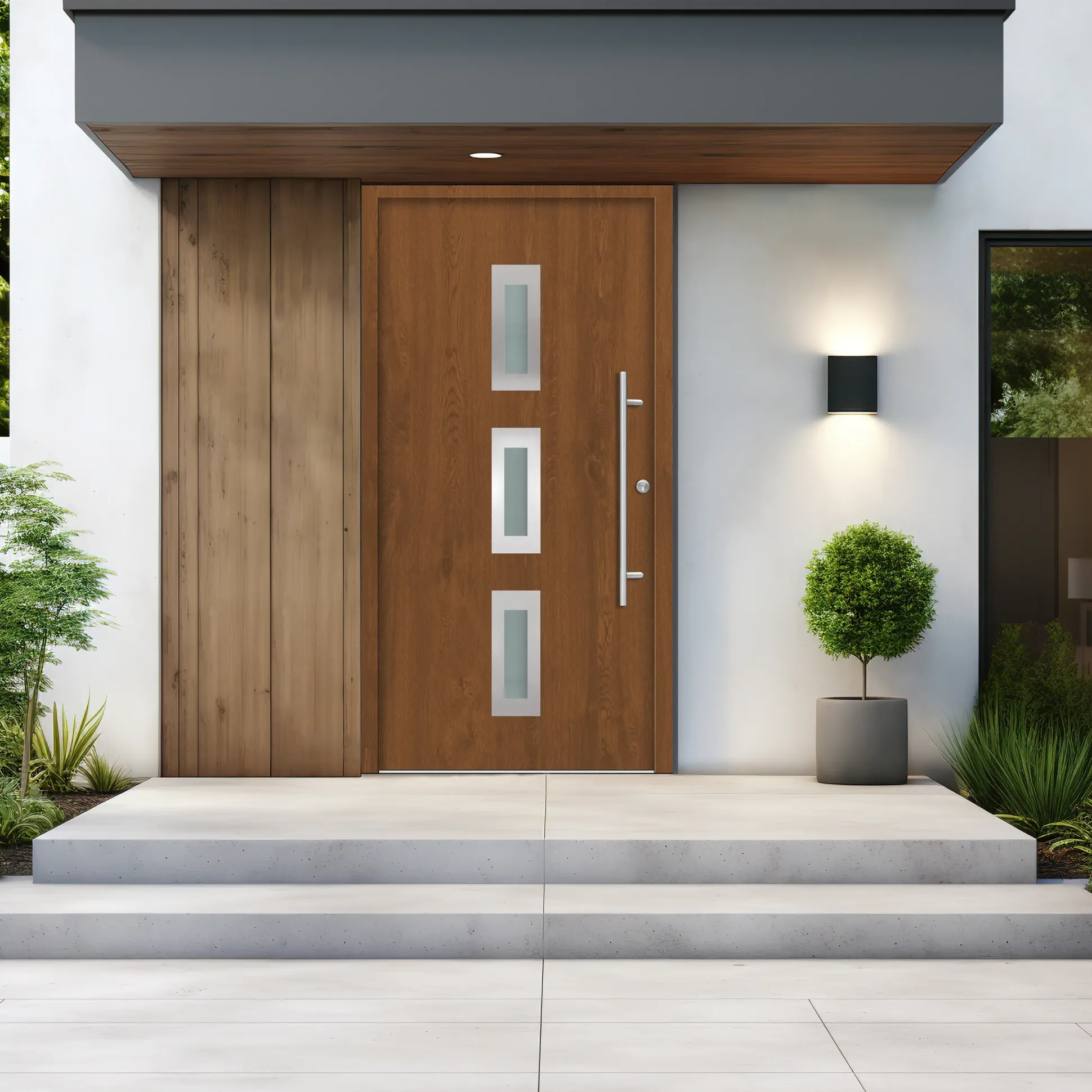 Splendoor Haustür Passivedoor Premium B02 Golden Oak DIN Rechts 100 x 210 cm