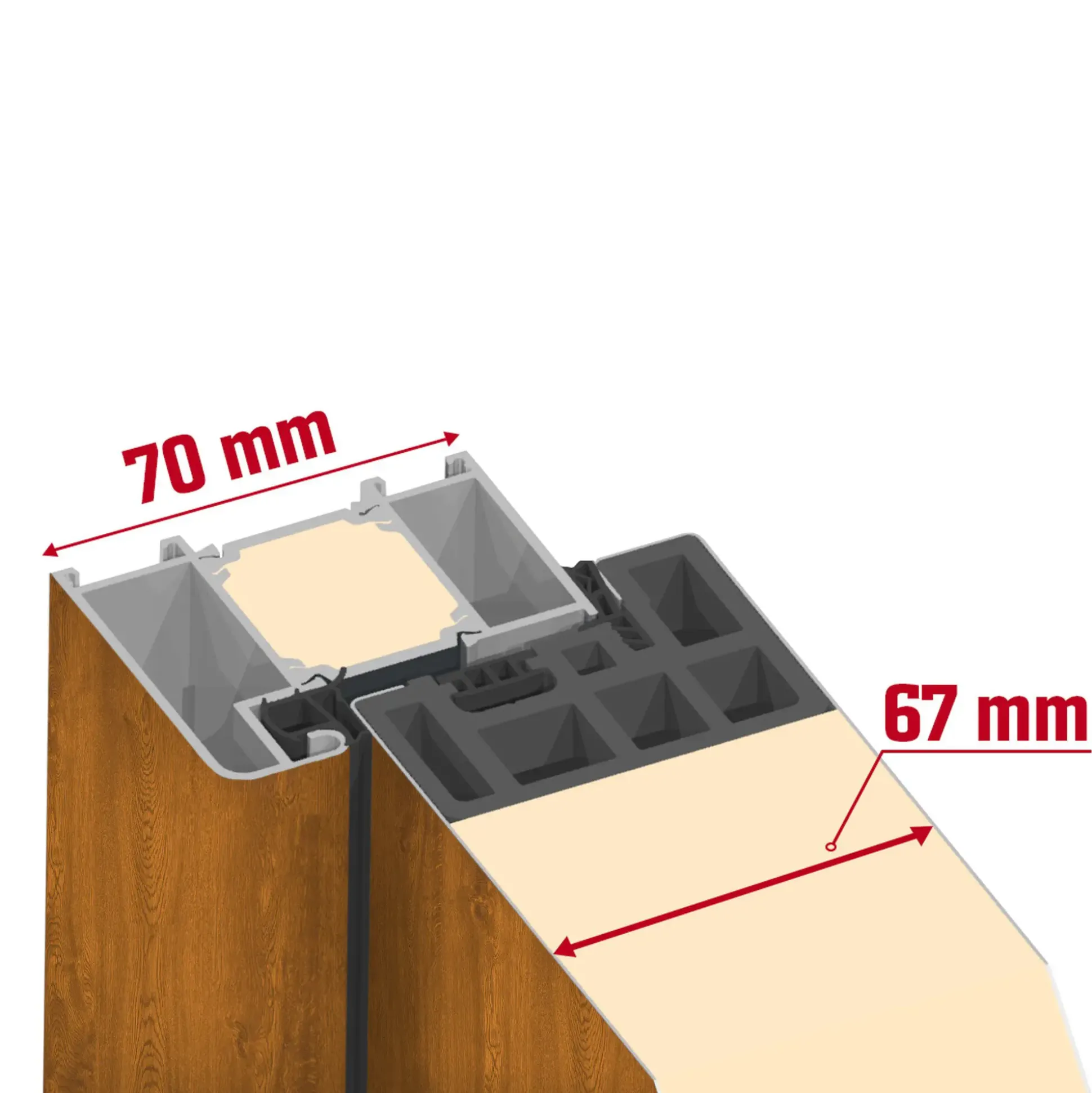 Splendoor Haustür Passivedoor Premium B02 Golden Oak DIN Rechts 100 x 210 cm