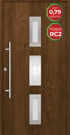 Splendoor Haustür Passivedoor Premium B02 RC2 Nussbaum DIN Links 110 x 210 cm