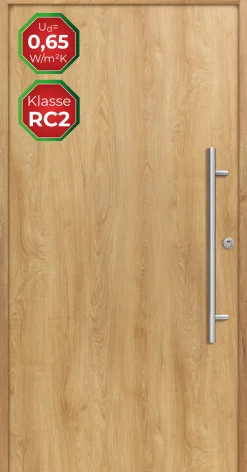 Splendoor Haustür Passivedoor Premium B05 RC2 Eiche Natur DIN Rechts 110 x 210 cm