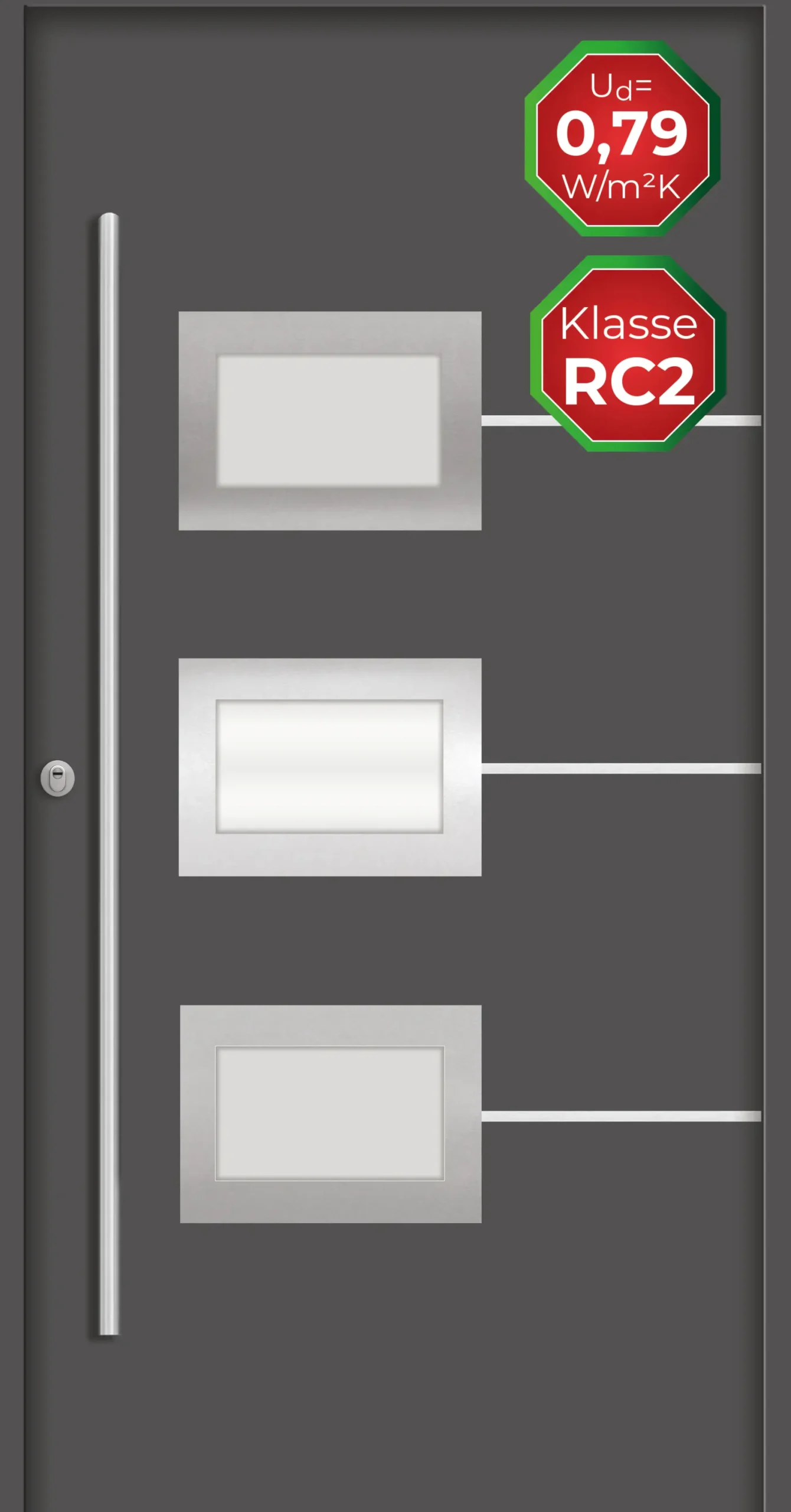 Splendoor Haustür Passivedoor Premium B03 RC2 Anthrazit DIN Links 110 x 210 cm