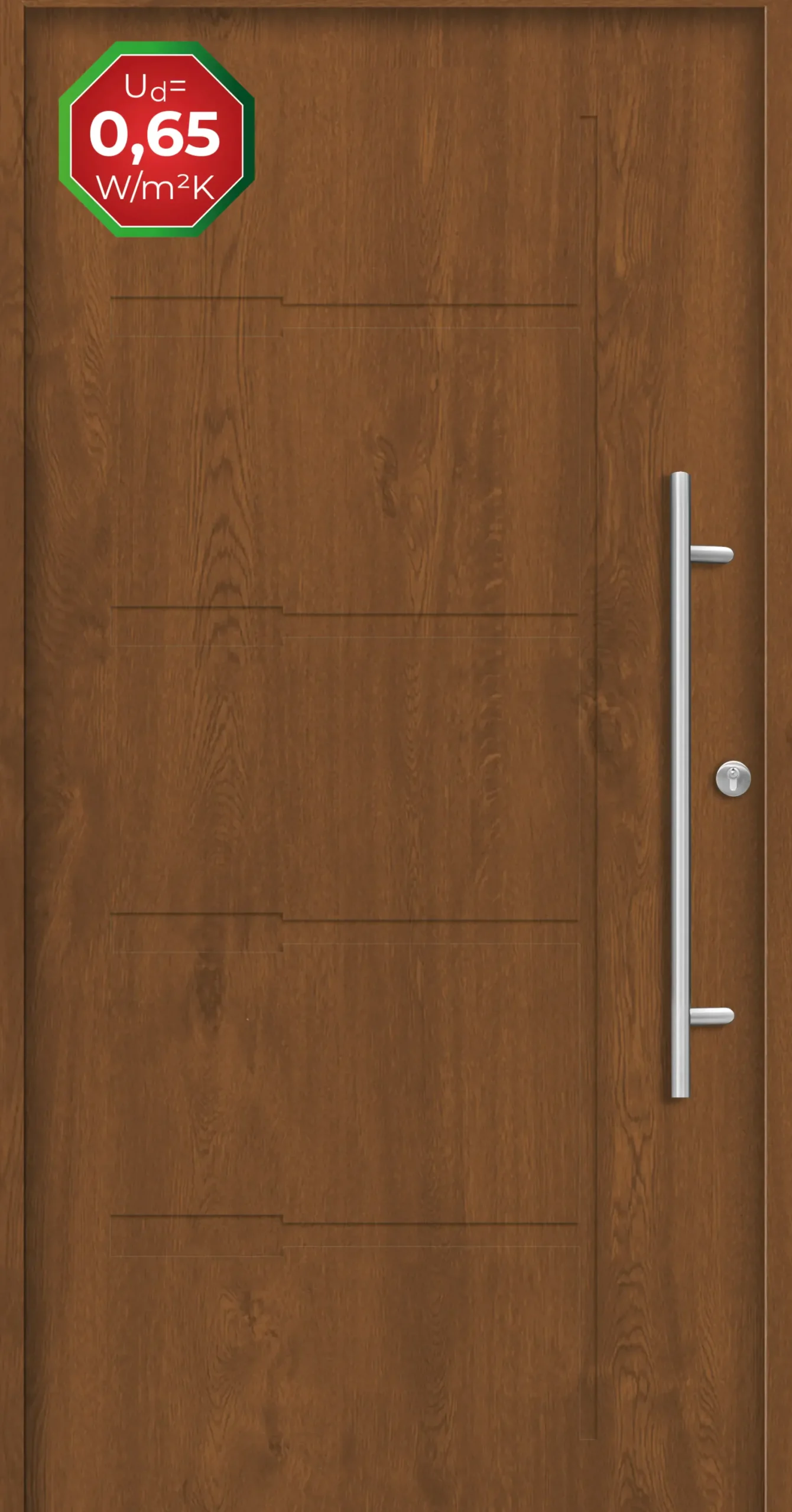Splendoor Haustür Passivedoor Premium H1 Golden Oak DIN Rechts 110 x 210 cm
