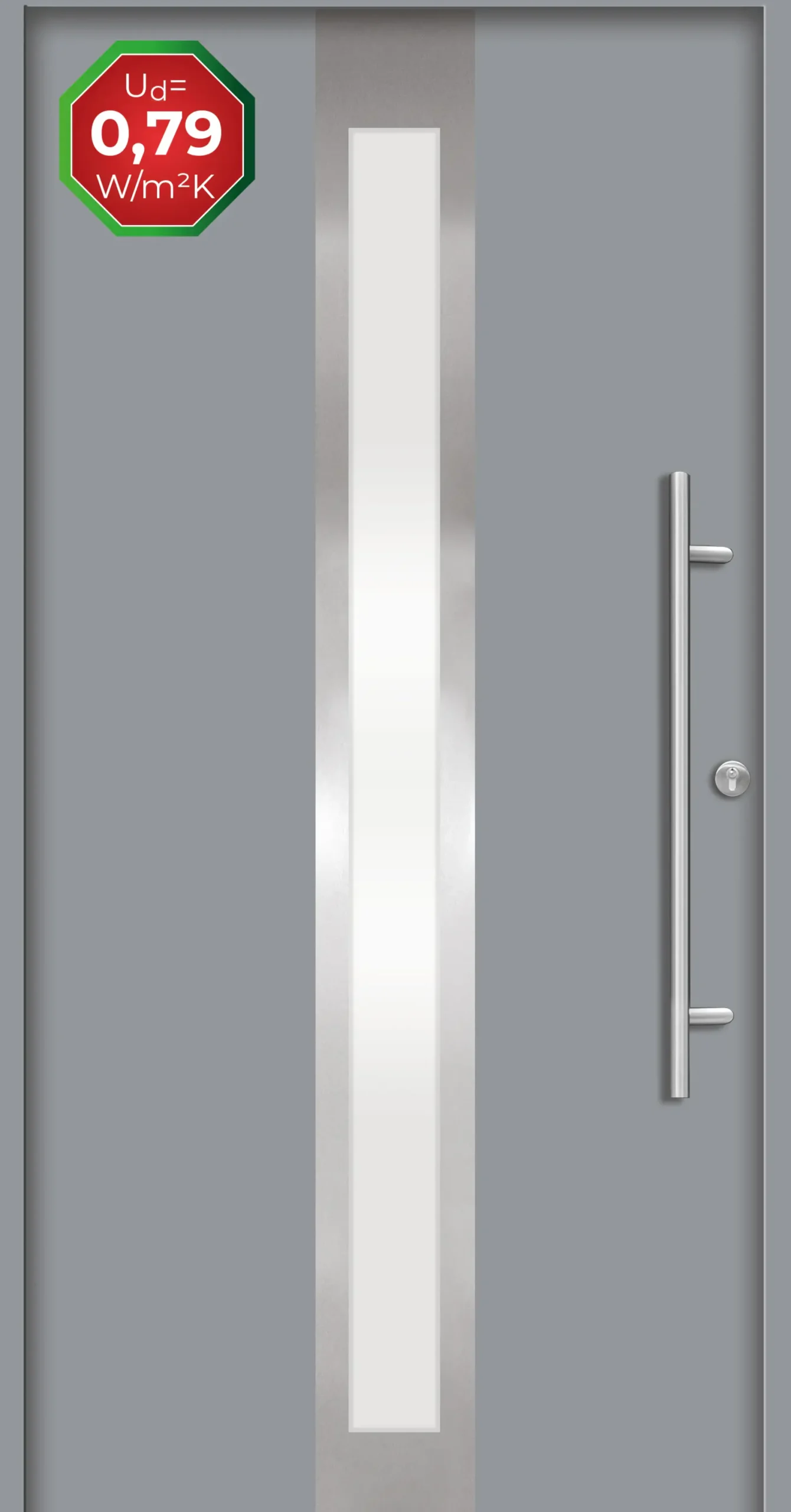 Splendoor Haustür Passivedoor Premium B01 Grau DIN Rechts 110 x 210 cm