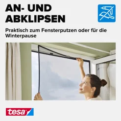 tesa Anklipsrahmen Fliegengitter 120 x 140 cm anthrazit