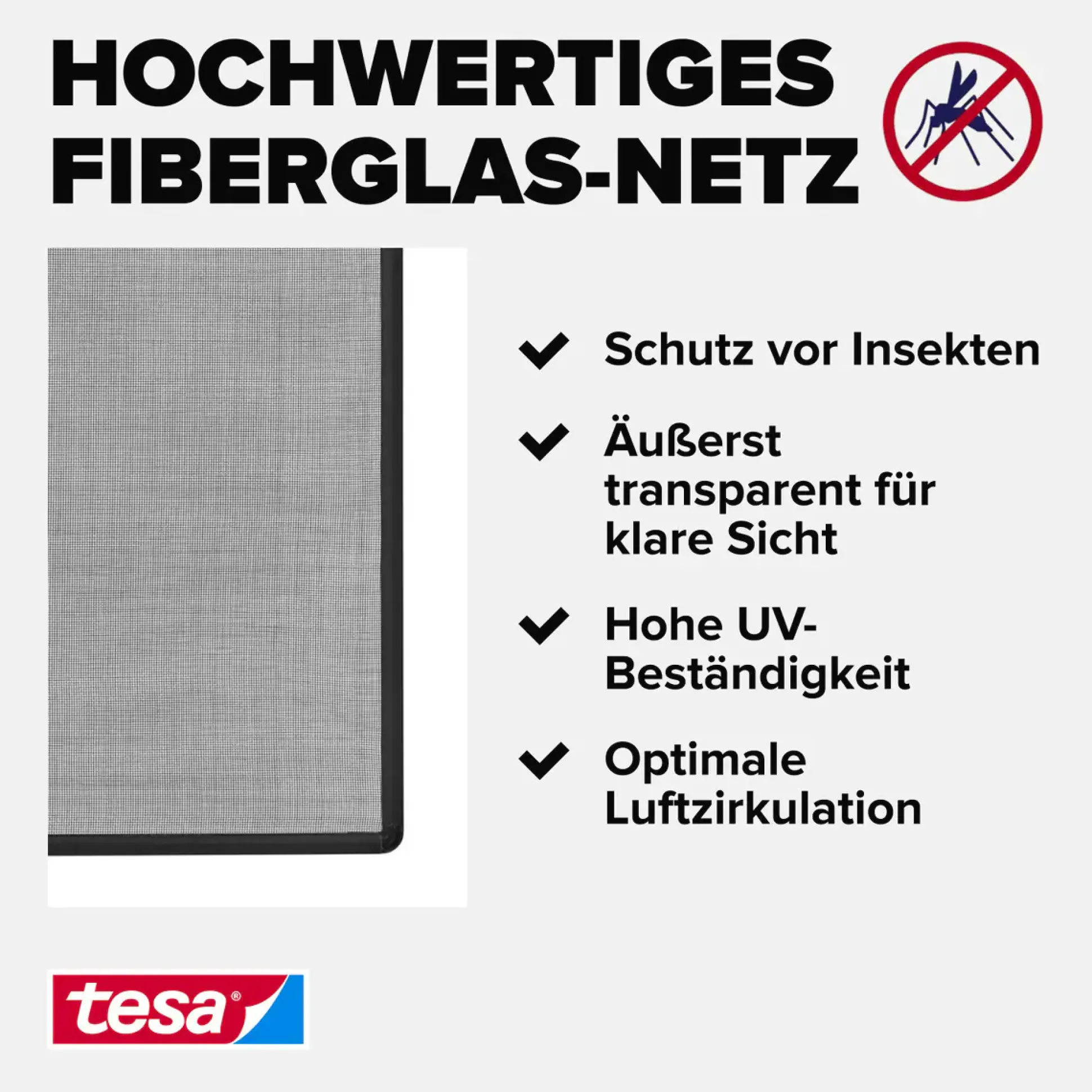 tesa Anklipsrahmen Fliegengitter 120 x 140 cm anthrazit