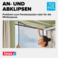 tesa Anklipsrahmen Fliegengitter 120 x 140 cm anthrazit
