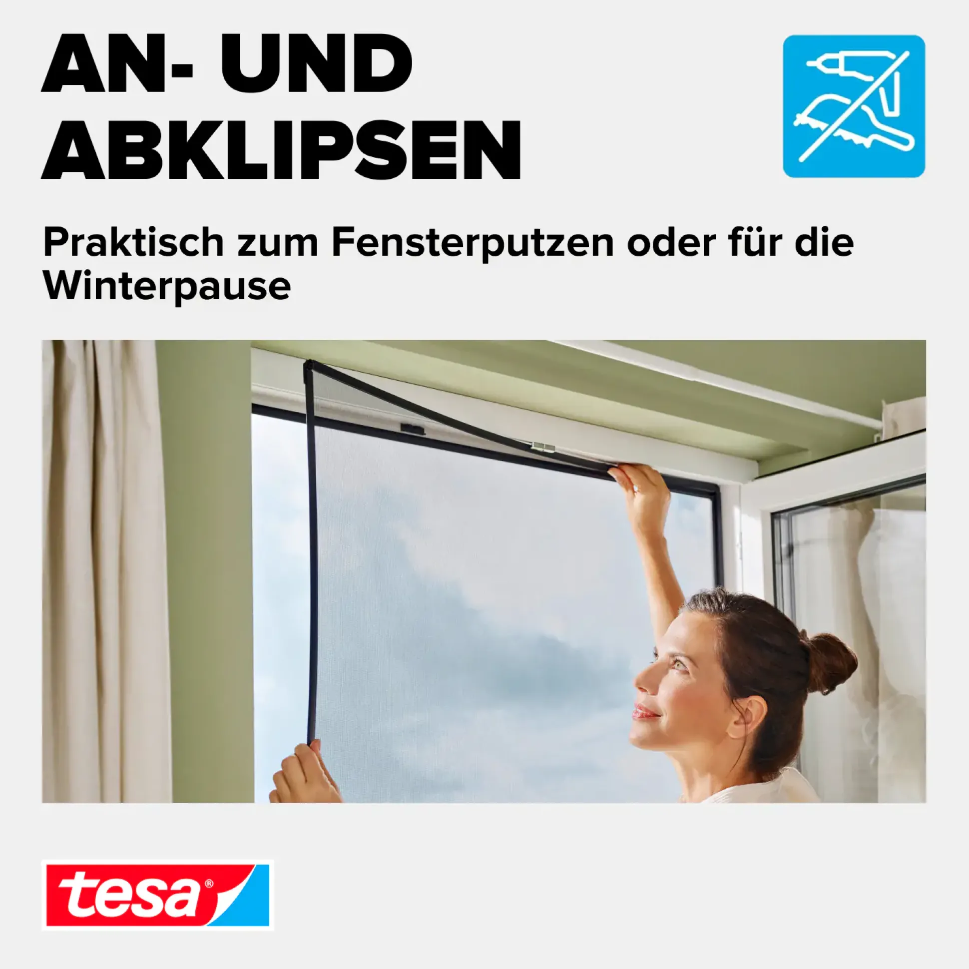 tesa Anklipsrahmen Fliegengitter 120 x 140 cm anthrazit