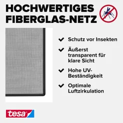 tesa Anklipsrahmen Fliegengitter 100 x 120 cm anthrazit