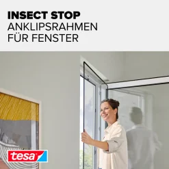tesa Anklipsrahmen Fliegengitter 100 x 120 cm anthrazit