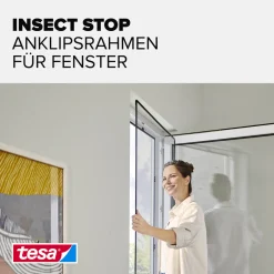 tesa Anklipsrahmen Fliegengitter 100 x 120 cm anthrazit
