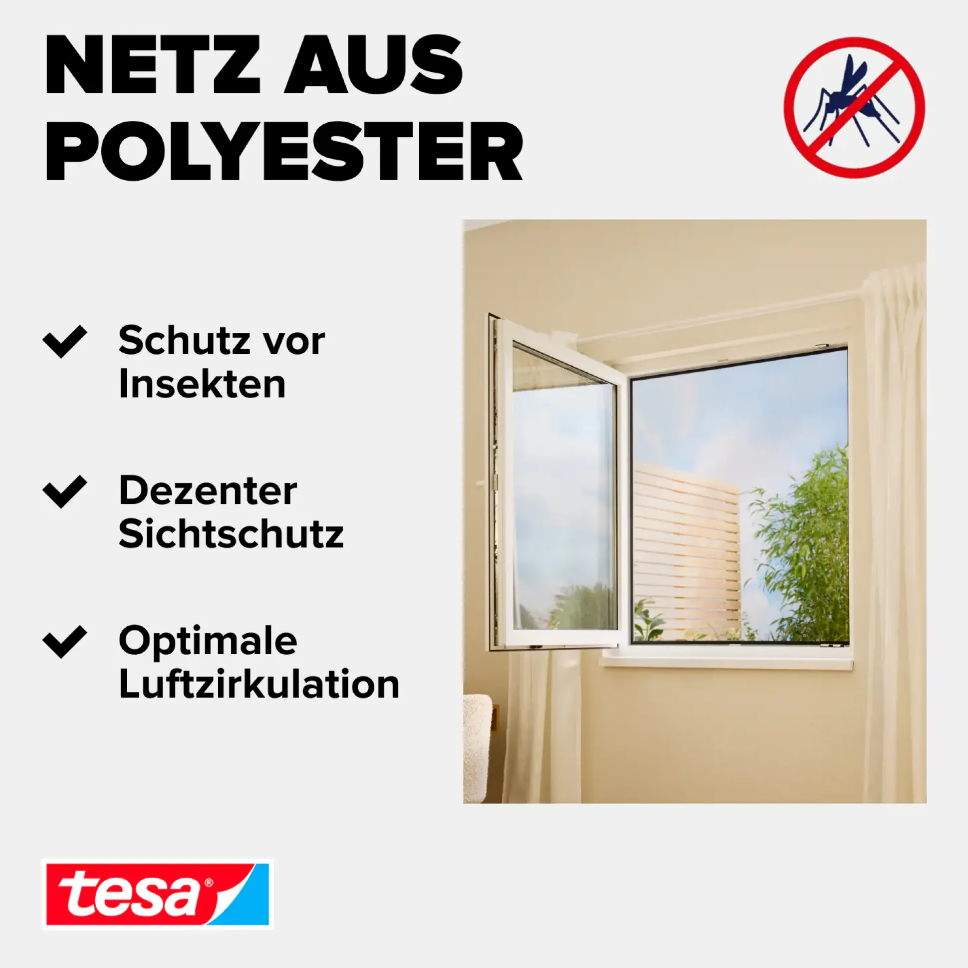 tesa Fliegengitter 100 x 100 cm weiß individuell kürzbar