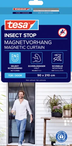 tesa Fliegengitter Magnetvorhang 90 x 210 cm anthrazit