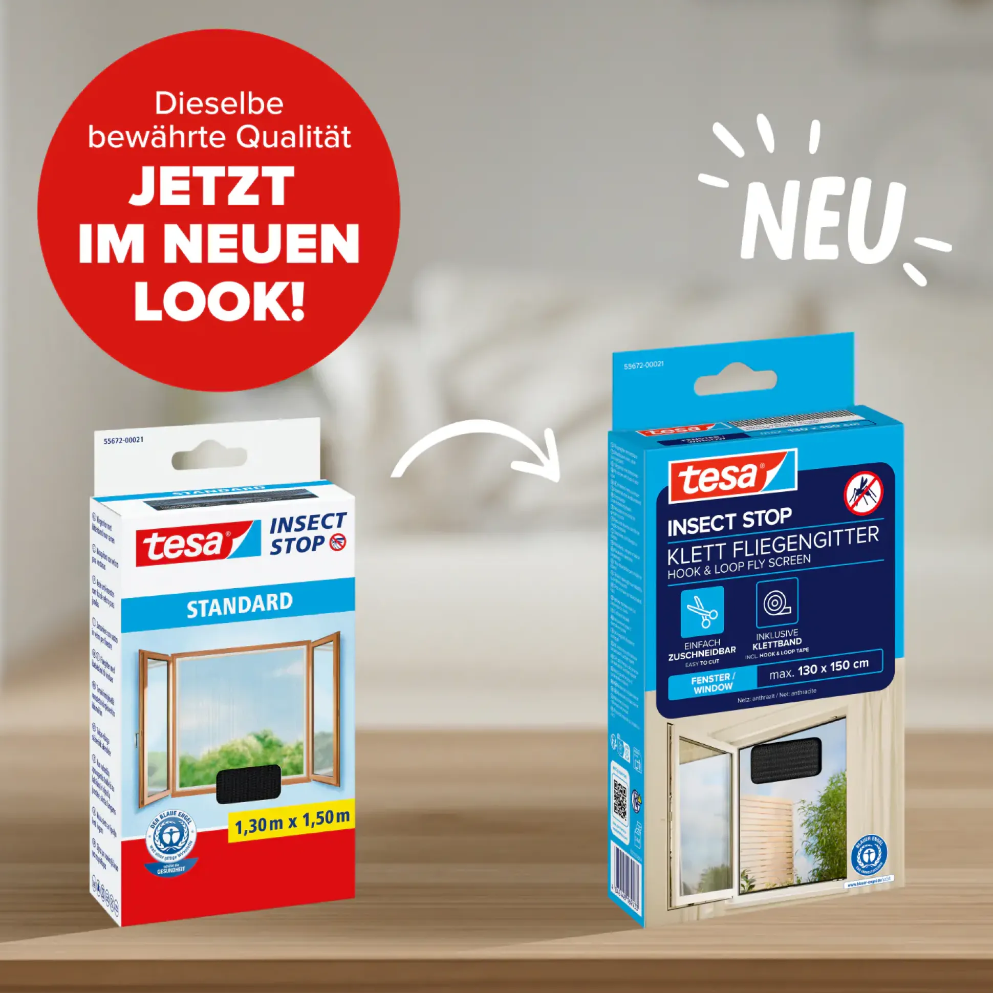 tesa Fliegengitter STANDARD 130 x 150 cm anthrazit individuell kürzbar