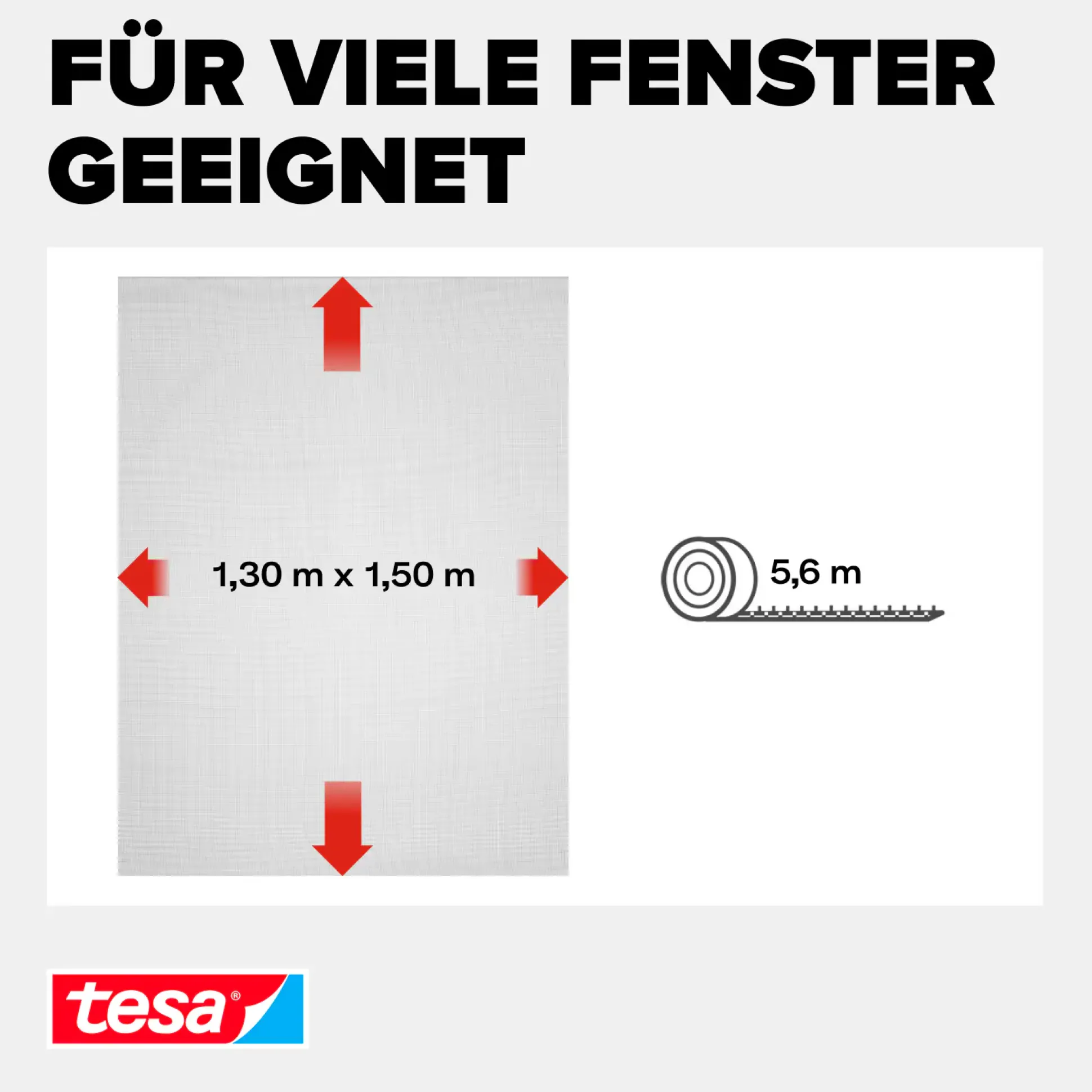 tesa Fliegengitter STANDARD 130 x 150 cm anthrazit individuell kürzbar