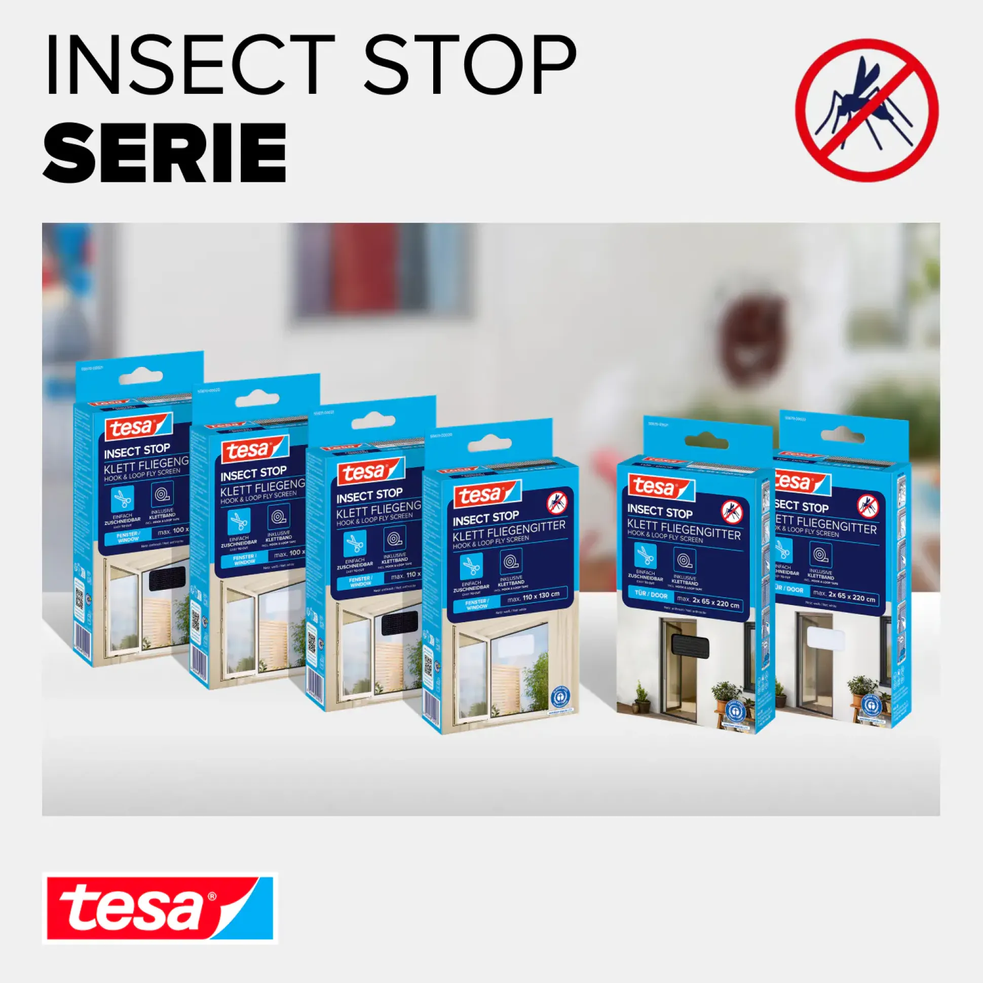 tesa Fliegengitter STANDARD 150 x 180 cm anthrazit individuell kürzbar