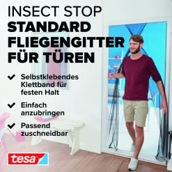 tesa Fliegengitter Tür 65 x 220 cm weiß kürzbar 2 Stück