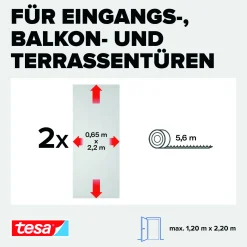 tesa Fliegengitter Tür 65 x 220 cm weiß kürzbar 2 Stück
