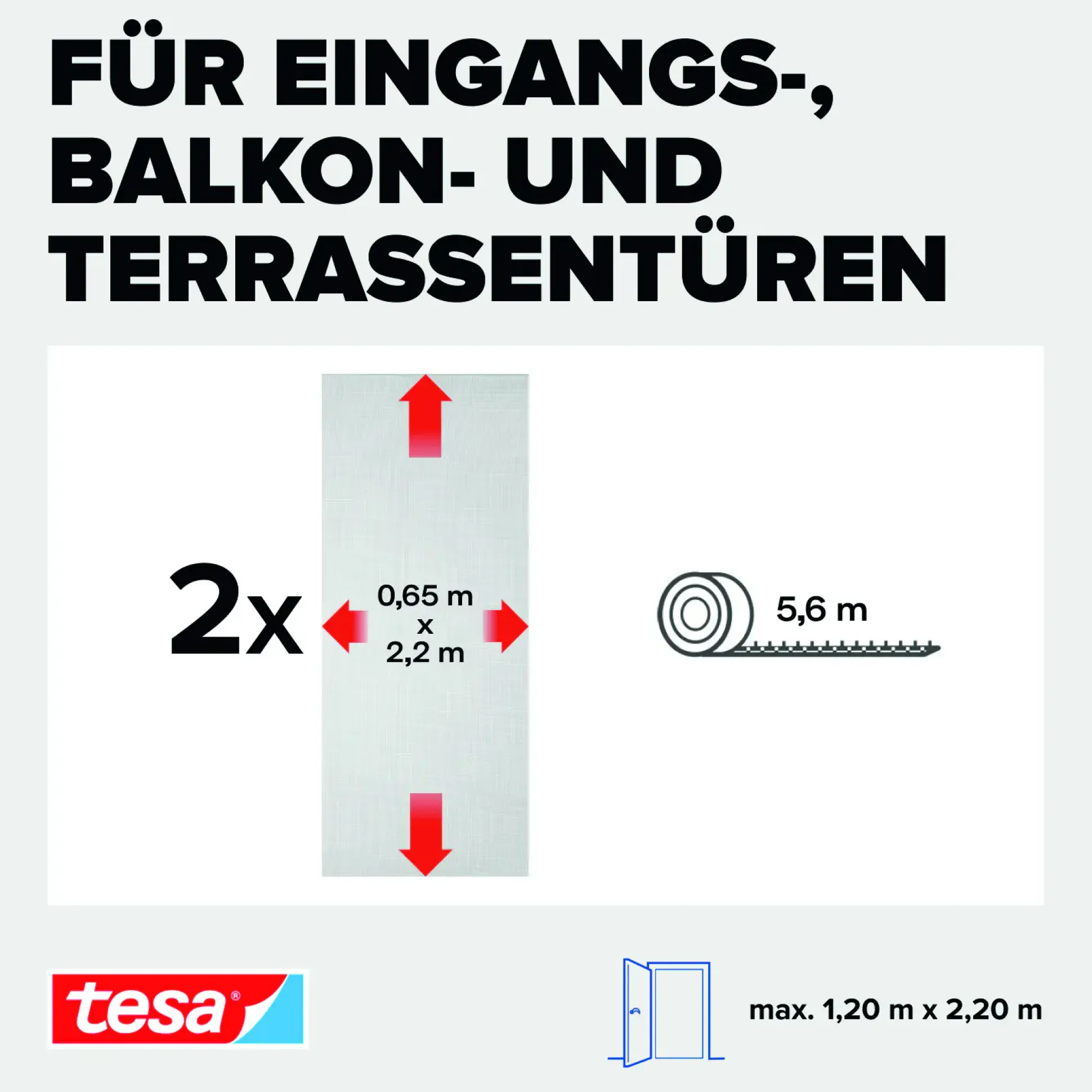 tesa Fliegengitter Tür 65 x 220 cm anthrazit kürzbar 2 Stück