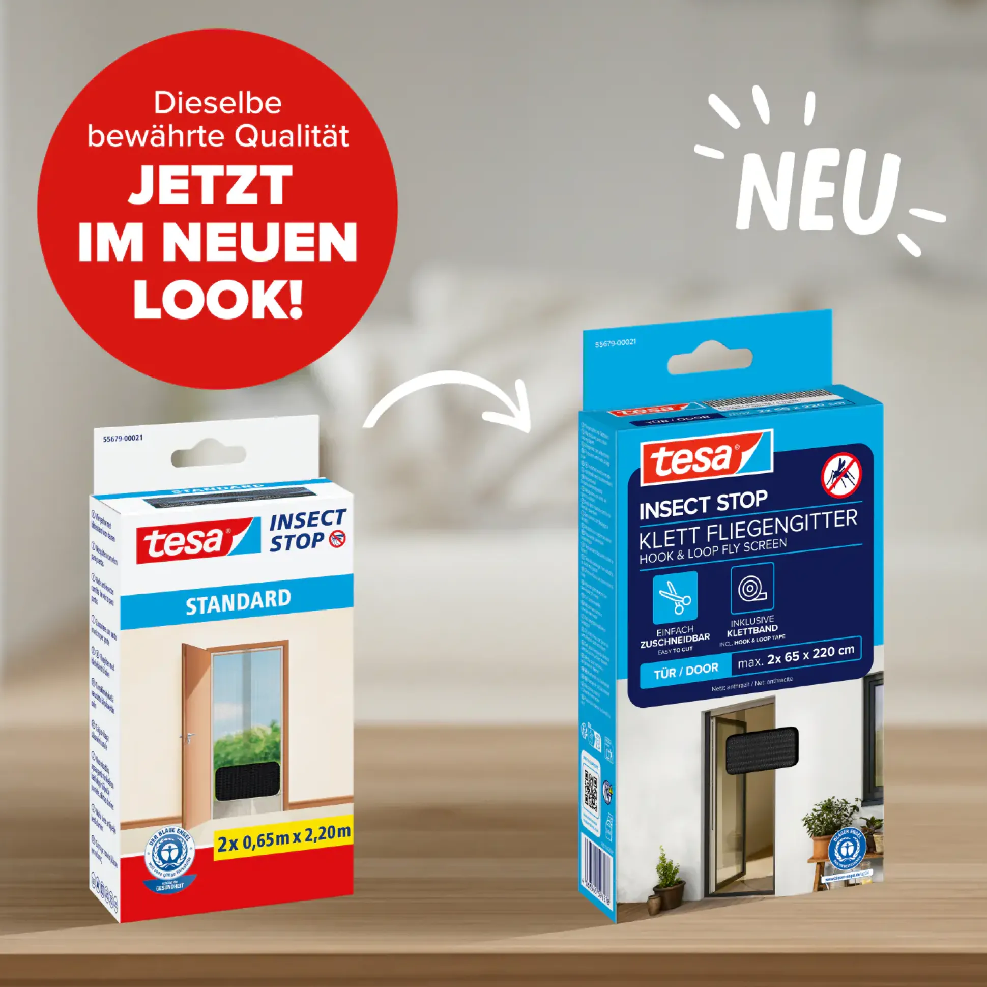 tesa Fliegengitter Tür 65 x 220 cm anthrazit kürzbar 2 Stück